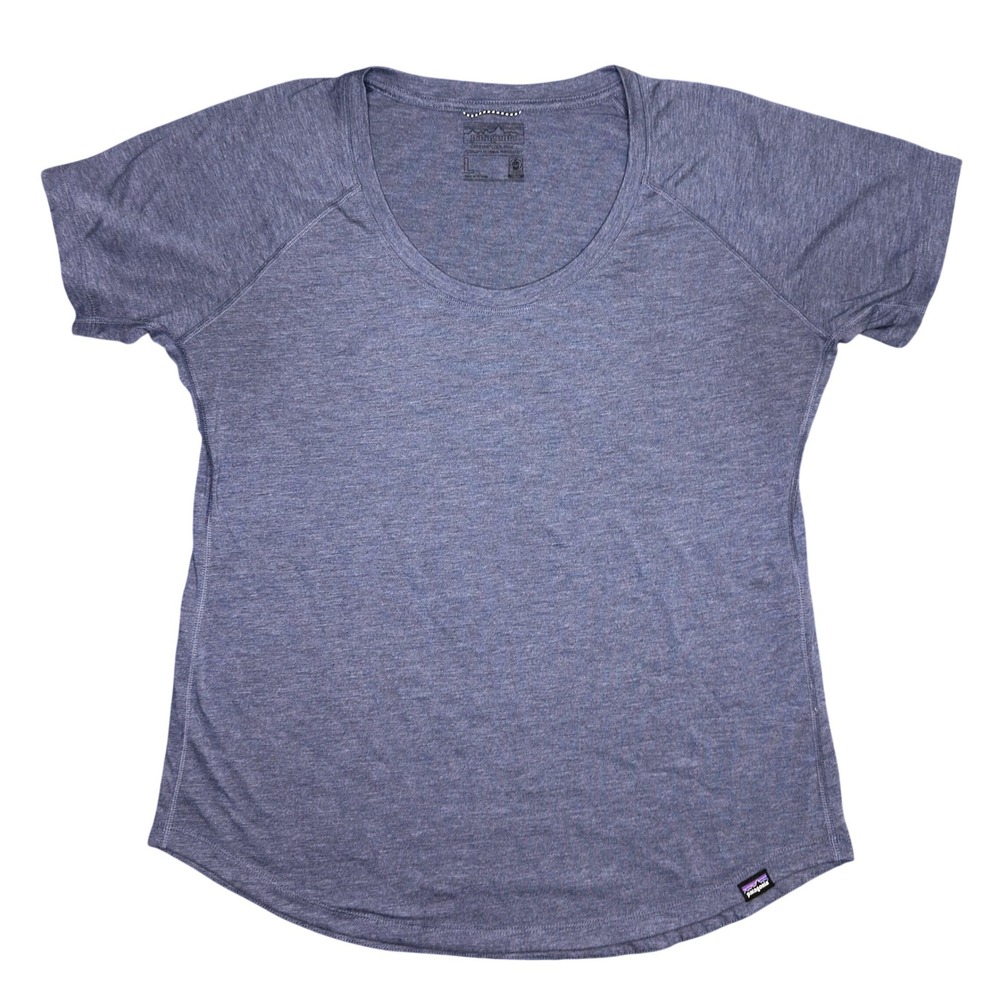 Patagonia Capilene Cool Trail Shirt Womens L Blue Short Sleeve Scoop Neck